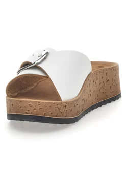 Ciabatte Bianche Con Fibbia e Platform In Pelle Inblu 38 Pk