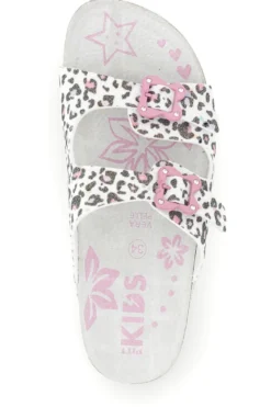 Ciabatte Bianche con Stampa Animalier Pitt kids 14459