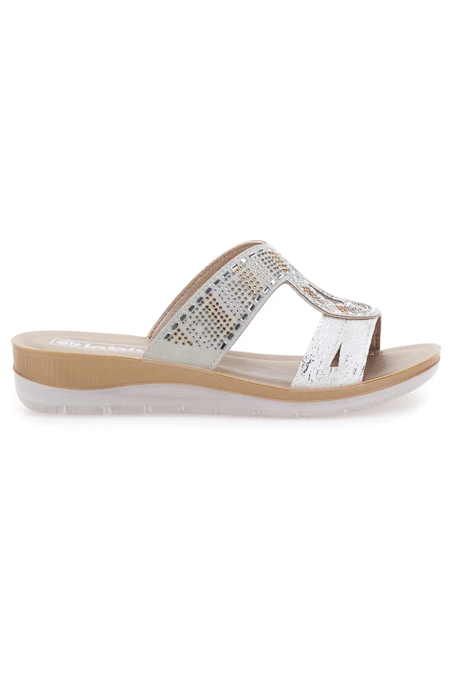 Ciabatte bianche con strass INBLU 42BV