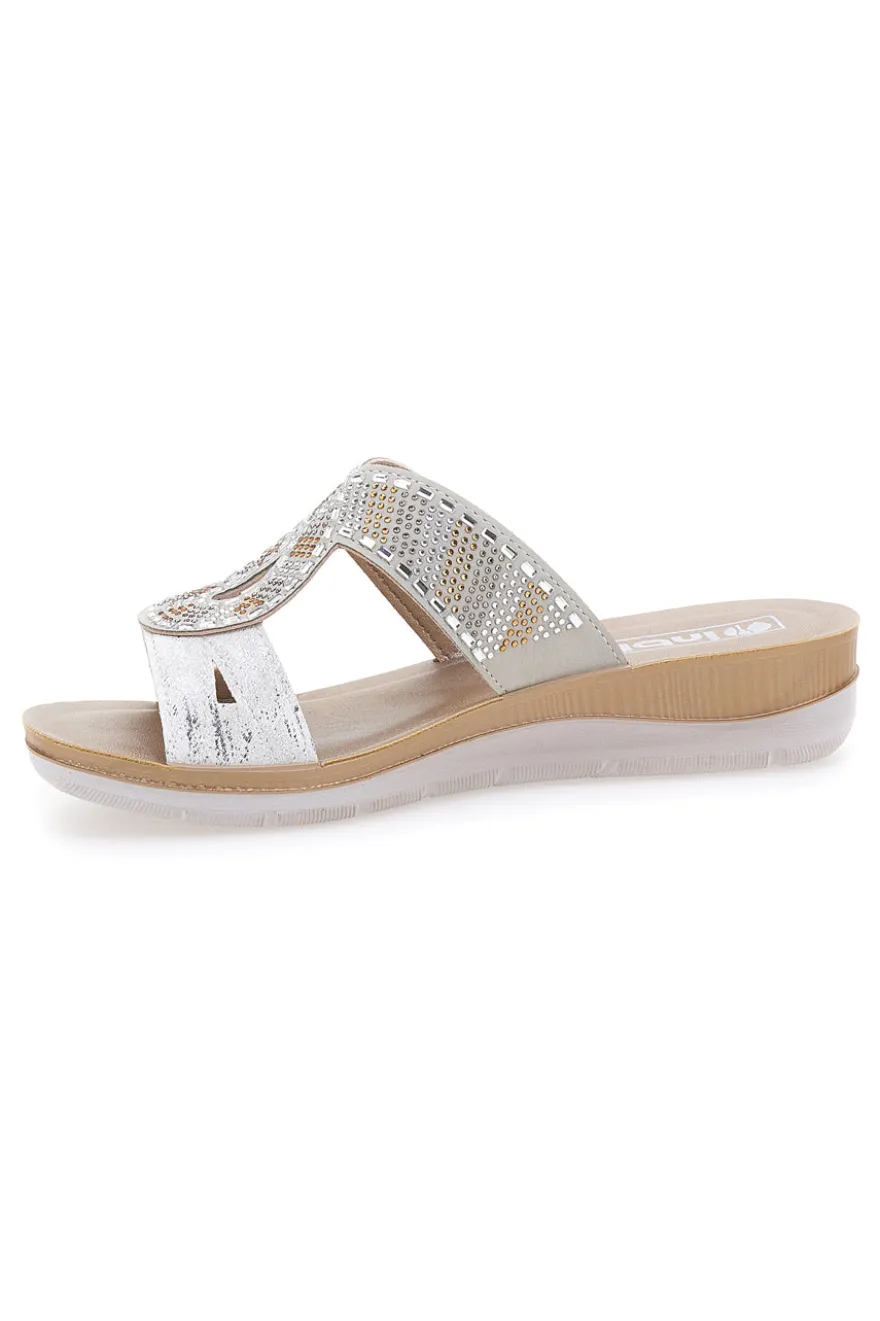 Ciabatte bianche con strass INBLU 42BV