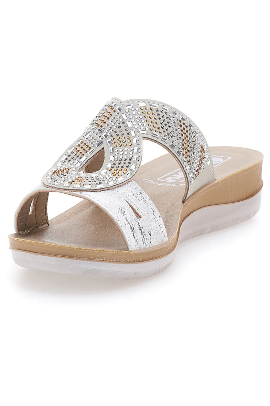 Ciabatte bianche con strass INBLU 42BV