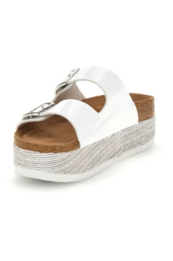 Ciabatte bianche lucide con doppia fibbia Superga S11U009