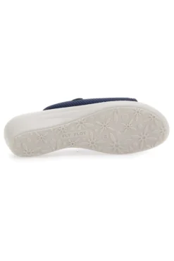 Ciabatte blu a punta aperta con sottopiede in pelle Fly Flot T4429FE