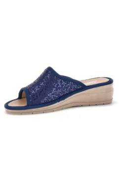 Ciabatte Blu con zeppa comfort Linea Comoda 7555