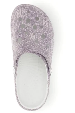 Ciabatte clog viola traforate con stampa Woz 5