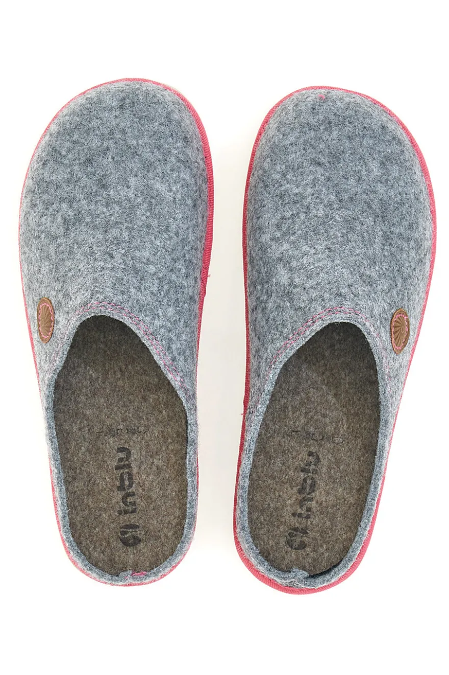 Ciabatte grigie in feltro con profilo rosa Inblu 39 CS
