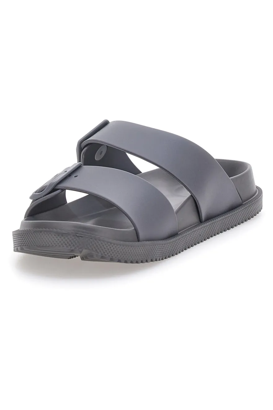 Ciabatte grigie in gomma con doppio cinturino 2T2L 72593