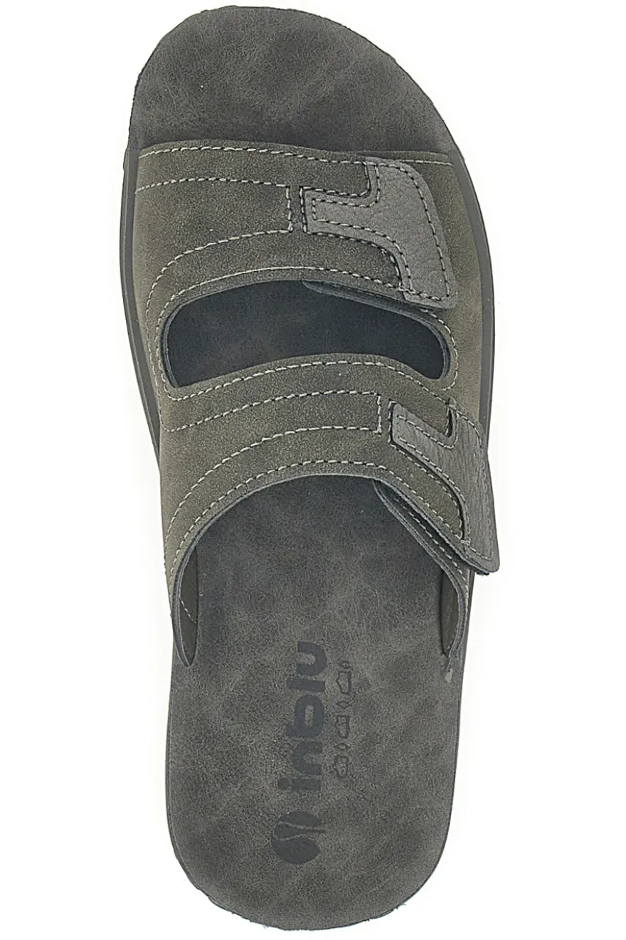 Ciabatte Grigio Con Strappi in Velcro Inblu 106 Fn