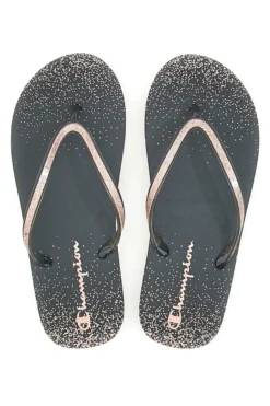 Ciabatte Infradito in Gomma nere con Glitter Champion Sparkling