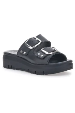 Ciabatte in vera pelle nere con fibbie PITTARELLO LOVE 35801919