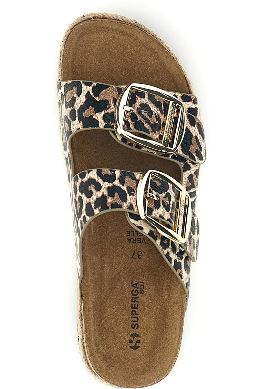 Ciabatte leopardate con doppia fibbia Superga S11Y279