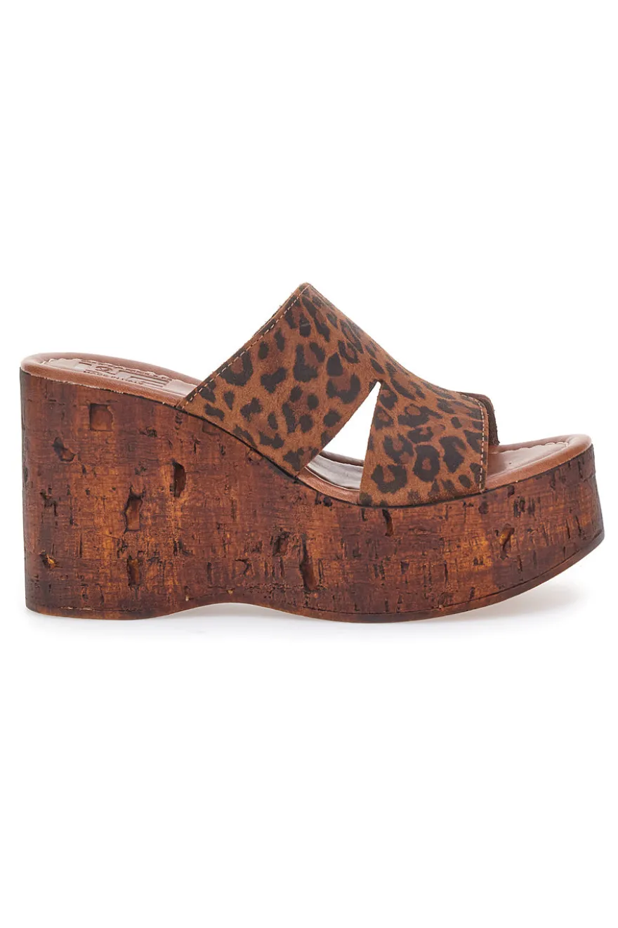 Ciabatte Leopardate Con Zeppa Effetto Legno Made in Italy PITTARELLO LOVE 5905/Z