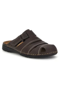 Ciabatte marrone con strappi e sottopiede in vera pelle Jerpoint 616PSSK