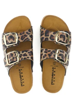 Ciabatte Marroni animalier sottopiede in vera pelle Pittarello tierra 335A20630SR
