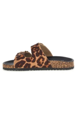 Ciabatte marroni e nere animalier con fibbie Me & Me 15614