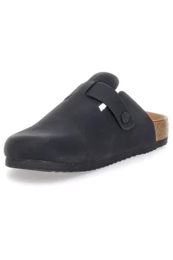 Ciabatte nere con fibbia e sottopiede in vera pelle Superga S11U700