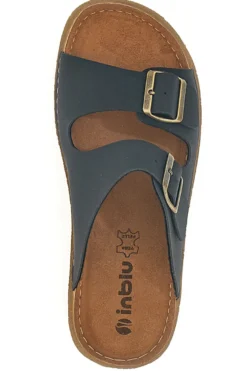 Ciabatte Nere Con Fibbie e Sottopiede in Pelle Inblu 16 Mt