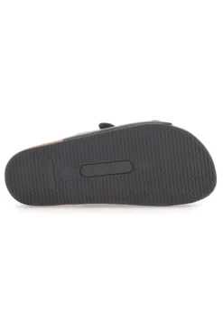 Ciabatte nere doppia fibbia sottopiede in pelle Made in Italy Pittarello Tierra 335A038SR
