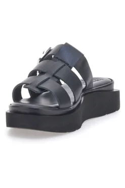 Ciabatte Nere In Pelle Made in Italy Pittarello Rock 5827