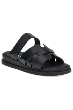 Ciabatte nere in vera pelle con strappo in velcro Pittarello focus 1456531