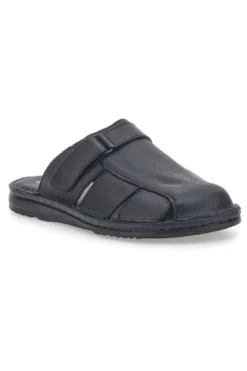 Ciabatte Nere In Vera Pelle Con Strappo Claremorris 1108