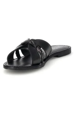 Ciabatte nero in vera pelle con fasce incrociate Pittarello sun TIMA3960