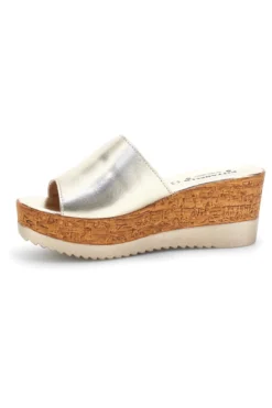 Ciabatte Oro con zeppa in vera pelle Made in Italy Pittarello 23317428