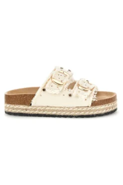 Ciabatte Panna con borchie e brillantini Me & me 12502