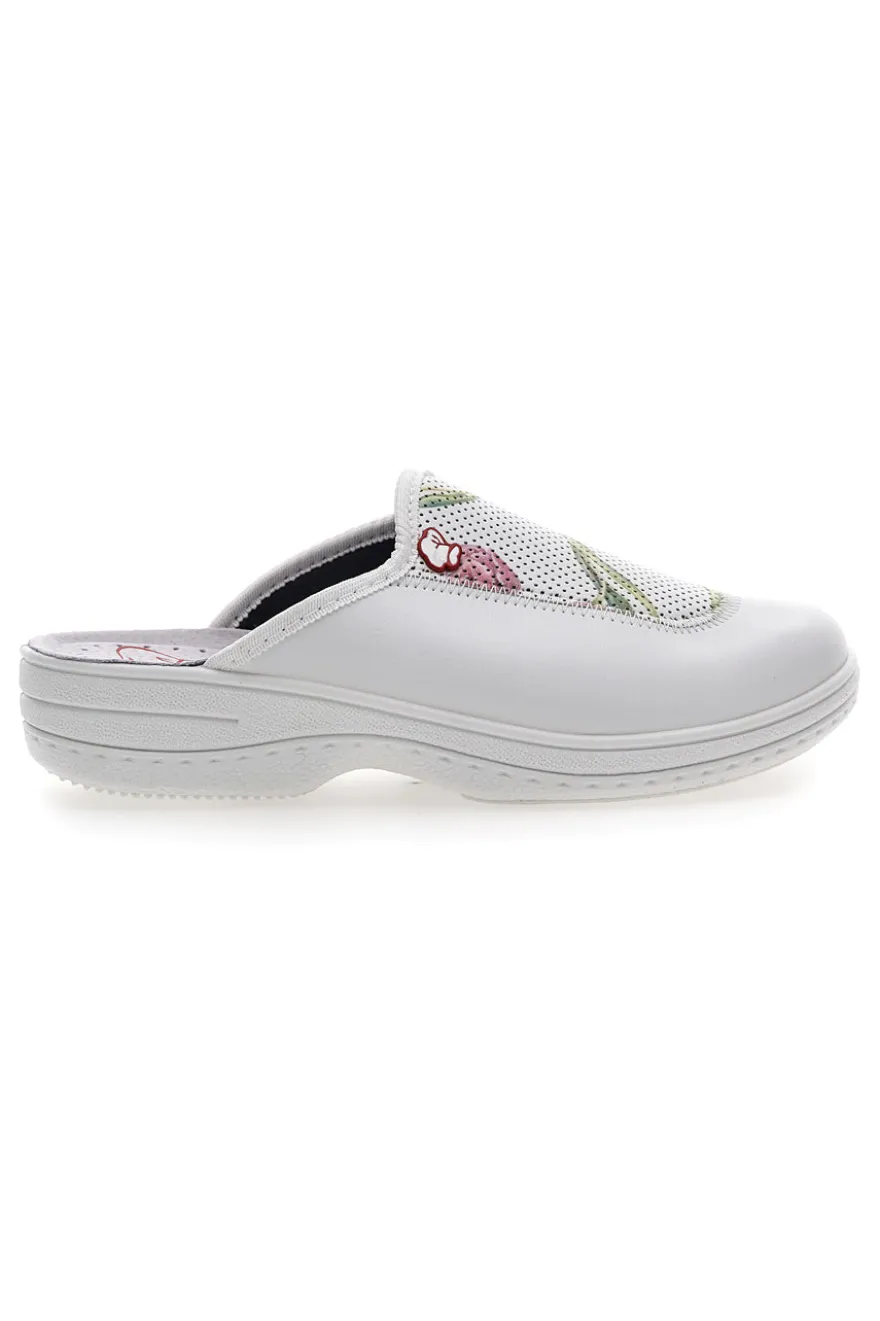 Ciabatte Professionali Bianche in Vera Pelle Mrs Chef 5533