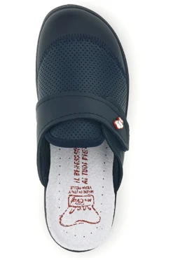 Ciabatte professionali blu in vera pelle Made in Italy Mrs chef 1768