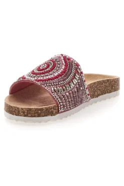 Ciabatte rosa con fantasia a perline etnica Pitt Kids 14502