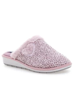 Ciabatte rosa in tessuto peluche con cuore Inblu 110 LB
