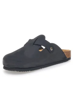 Ciabatte sabot Nere Sottopiede In Vera Pelle SUPERGA S31U384