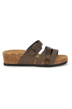 Ciabatte taupe con fasce e plantare anatomico Bio up 308
