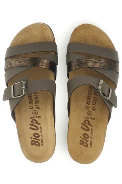 Ciabatte taupe con fasce e plantare anatomico Bio up 308