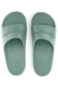 Ciabatte verde acqua con fascia logata Champion Cabana Box Slide