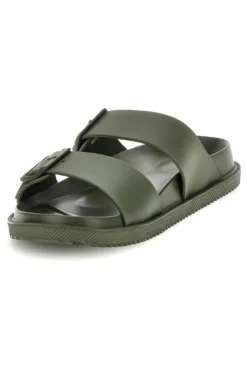 Ciabatte verde militare con doppia fibbia 2t2l 72593