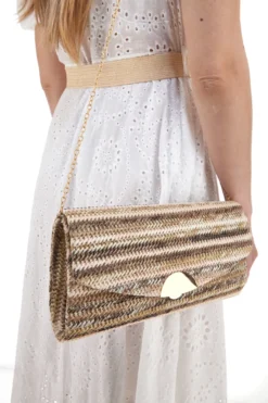 Clutch Elegante in Rafia Beige Coveri Collection 0189