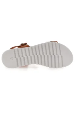 Cognacfarbene Sandalen, hergestellt in Italien, Plocadi 001
