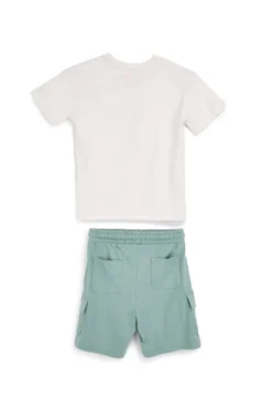 Completo bianco e verde con stampa Explorer Pitt kids PT-B-SE-9009
