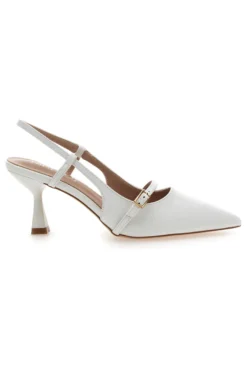 Décolleté bianche slingback con cinturino First lady P652