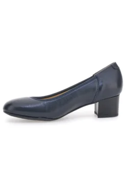 Décolleté blu in vera pelle con tacco basso Prima riga 11720LIDY