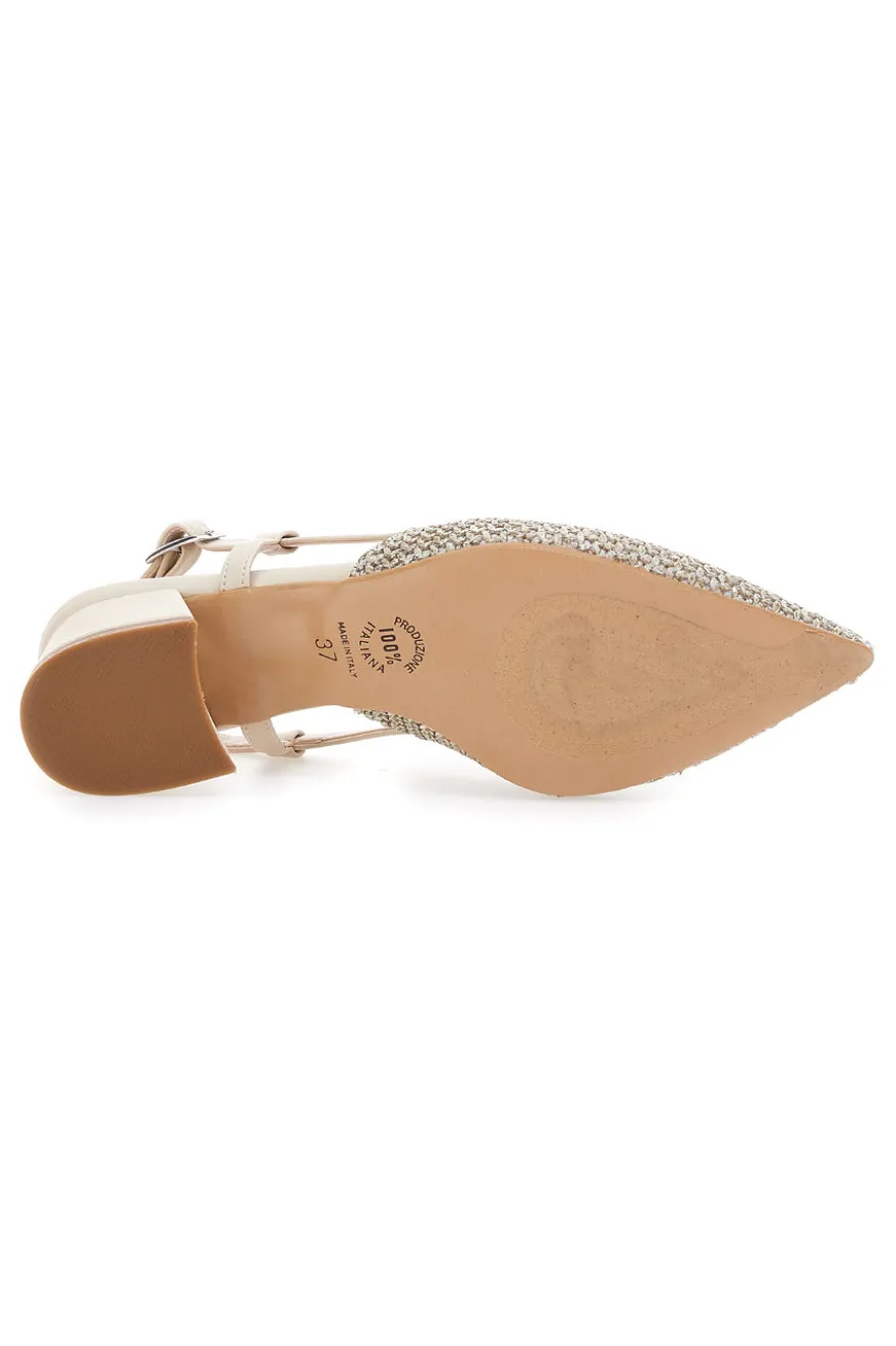 Décolleté da donna beige con strass e cinturino slingback Pittarello Glam 3124