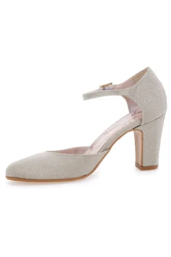 Décolleté glitter platino con cinturino Pittarello Romantic 5561
