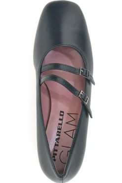 Décolleté nere con cinturini e tacco basso Pittarello glam 6685