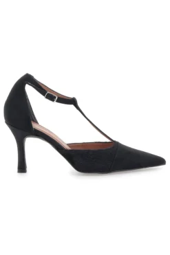Décolleté nere con cinturino effetto scamosciato e cavallino Pittarello glam 3870