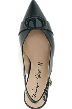 Décolleté nere in vera pelle con fibbia decorativa Francesca Gritti P0501