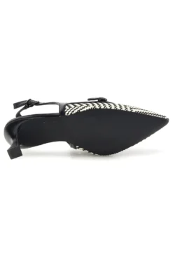 Décolleté Slingback nere con cinturino e tacco medio First lady P666