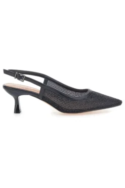 Décolleté slingback nere con strass e tacco basso Mon Dieu 632