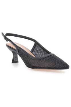 Décolleté slingback nere con strass e tacco basso Mon Dieu 632